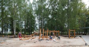 Работы по благоустройству Парка Победы идут в Краснозаводске