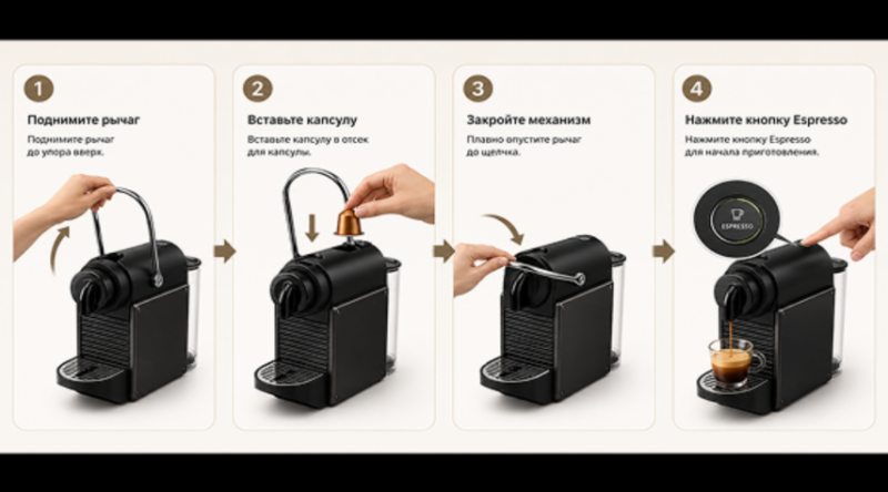 Как вставить капсулу в кофемашину Nespresso и не повредить механизм